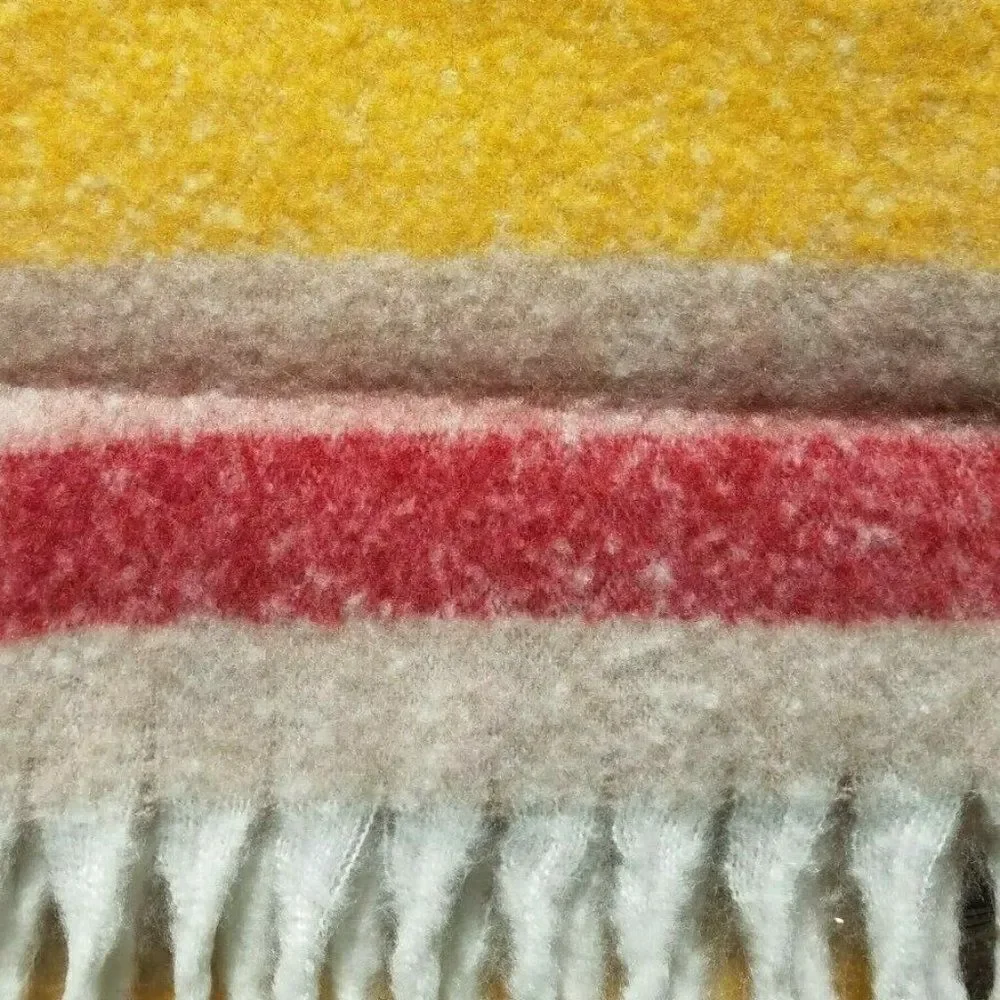 Yellow Red Scarf Winter Yellow Fringed Striped BIG 84
